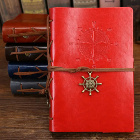 Vintage Pirate Ship Embossed Leather Notebook