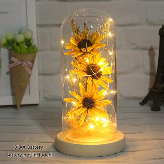 Sunflower Glass Dome Lamp