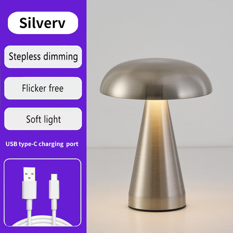 Mushroom Table Lamp — Silver