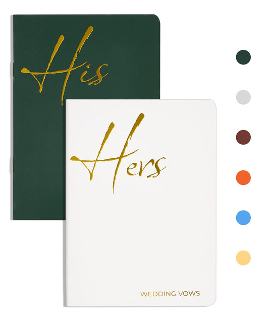 Gold Foil Lettering Wedding Vow Books (Green & White)