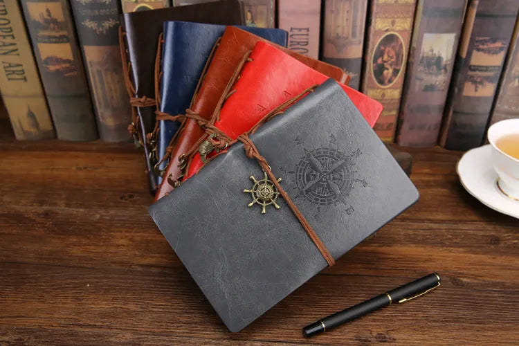 Vintage Pirate Ship Embossed Leather Notebook
