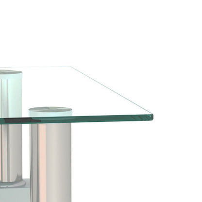 Modern Tempered Glass Square End Table (Transparent White)