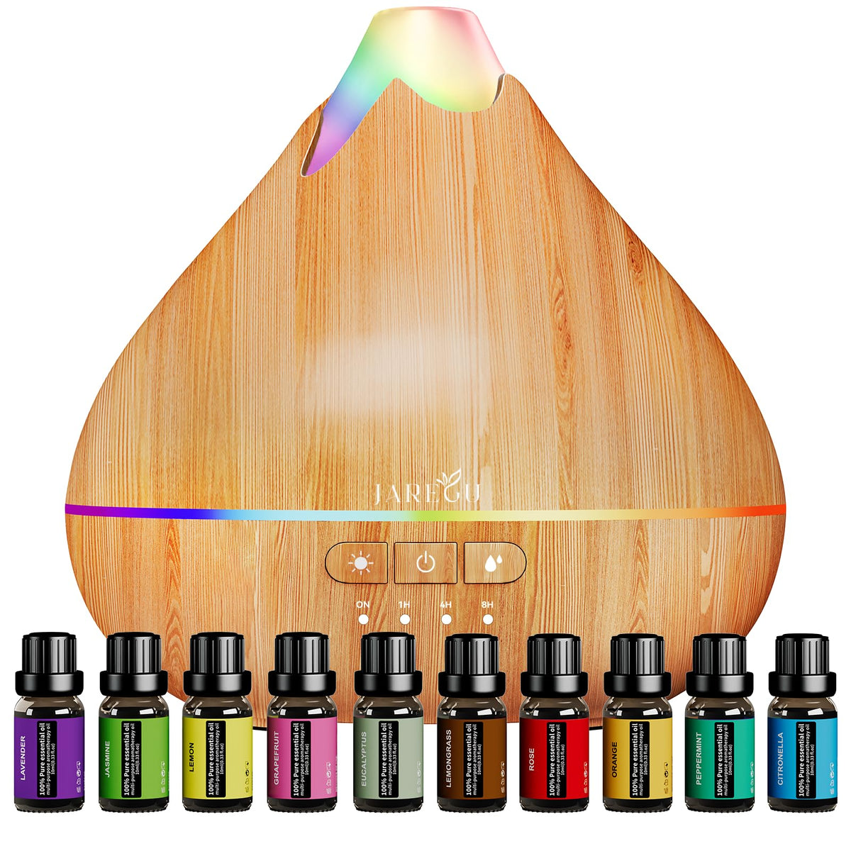 550ml Ultrasonic Essential Oil Diffuser & Top 10 Oils Gift Set (Yellow)