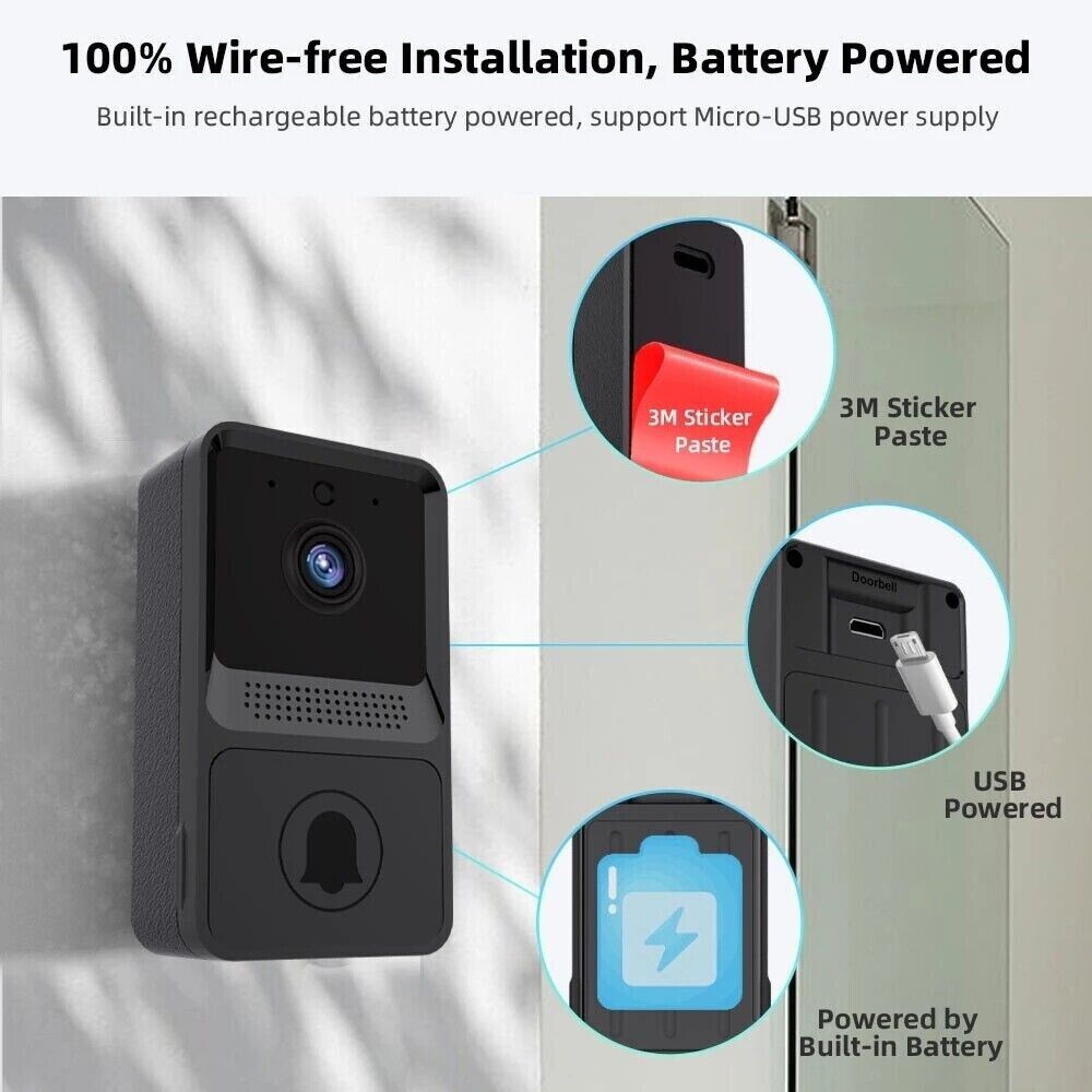 Wireless WiFi Video Doorbell Camera with Chime.