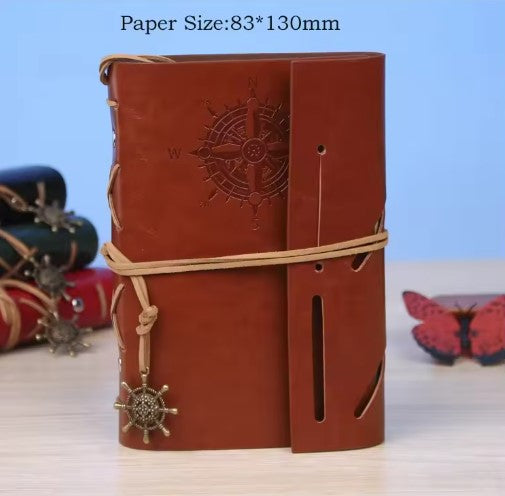 Vintage Pirate Ship Embossed Leather Notebook