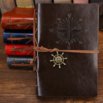 Vintage Pirate Ship Embossed Leather Notebook