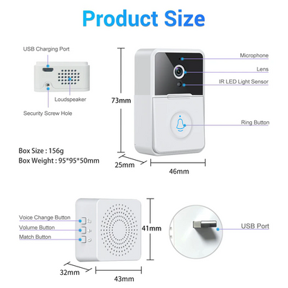 Smart WiFi Intercom Video Doorbell & Security Camera