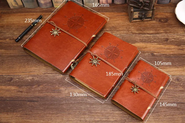 Vintage Pirate Ship Embossed Leather Notebook