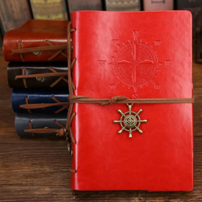 Vintage Pirate Ship Embossed Leather Notebook