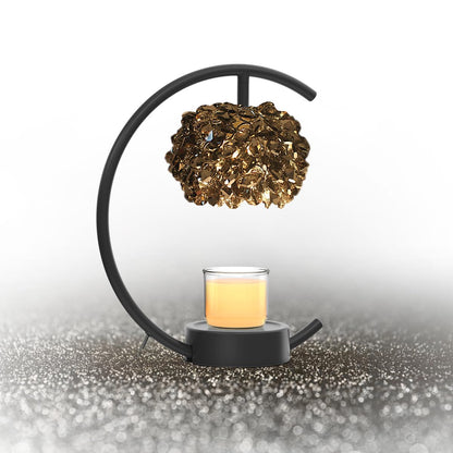 Gold Crystal & Wooden Base Dimmable Candle Warmer Lamp