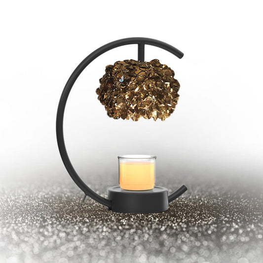 Gold Crystal & Wooden Base Dimmable Candle Warmer Lamp