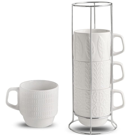 Stackable Ceramic Mug Set — Set of 4