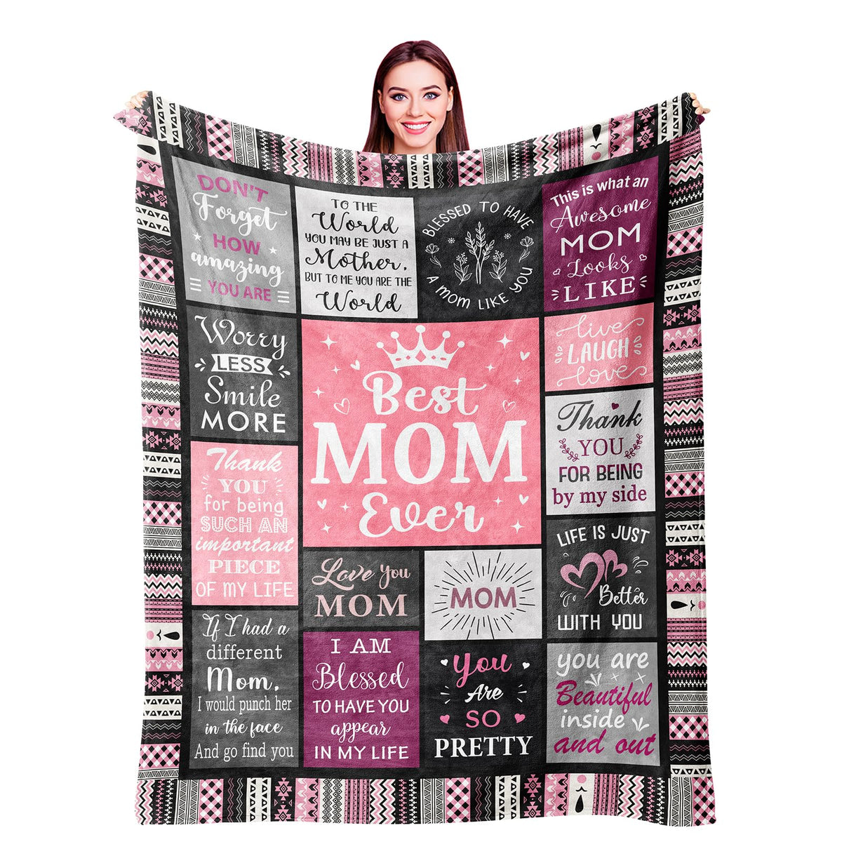 Best Mom Ever" 60"x50" Throw Blanket