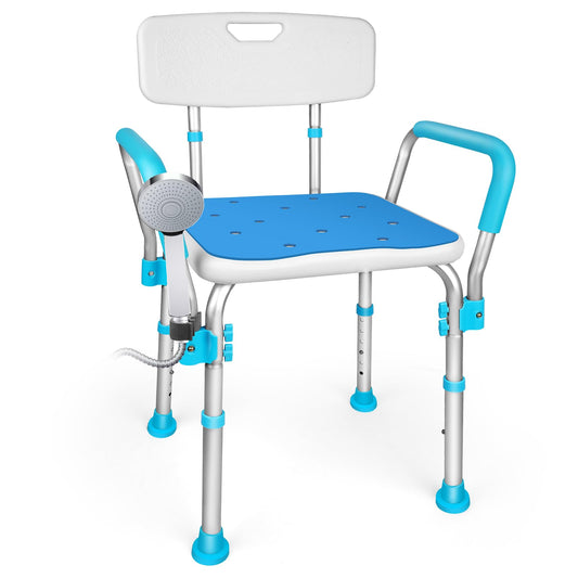 Padded Shower Chair with Arms & Back for Elderly & Disabled