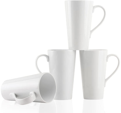 Large White Coffee Mugs — Set of 4