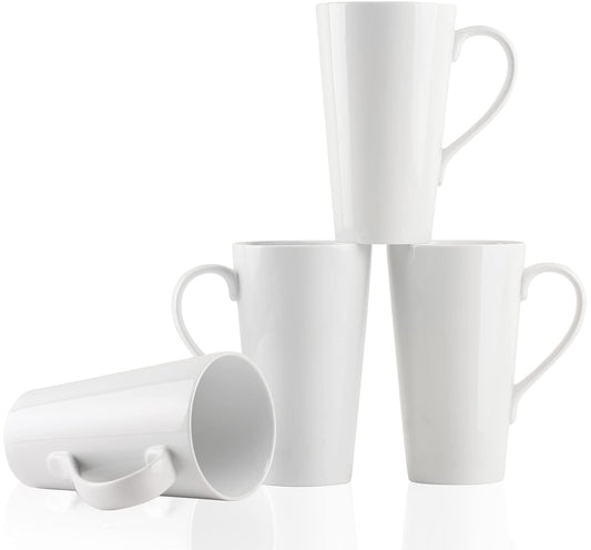 Large White Coffee Mugs — Set of 4