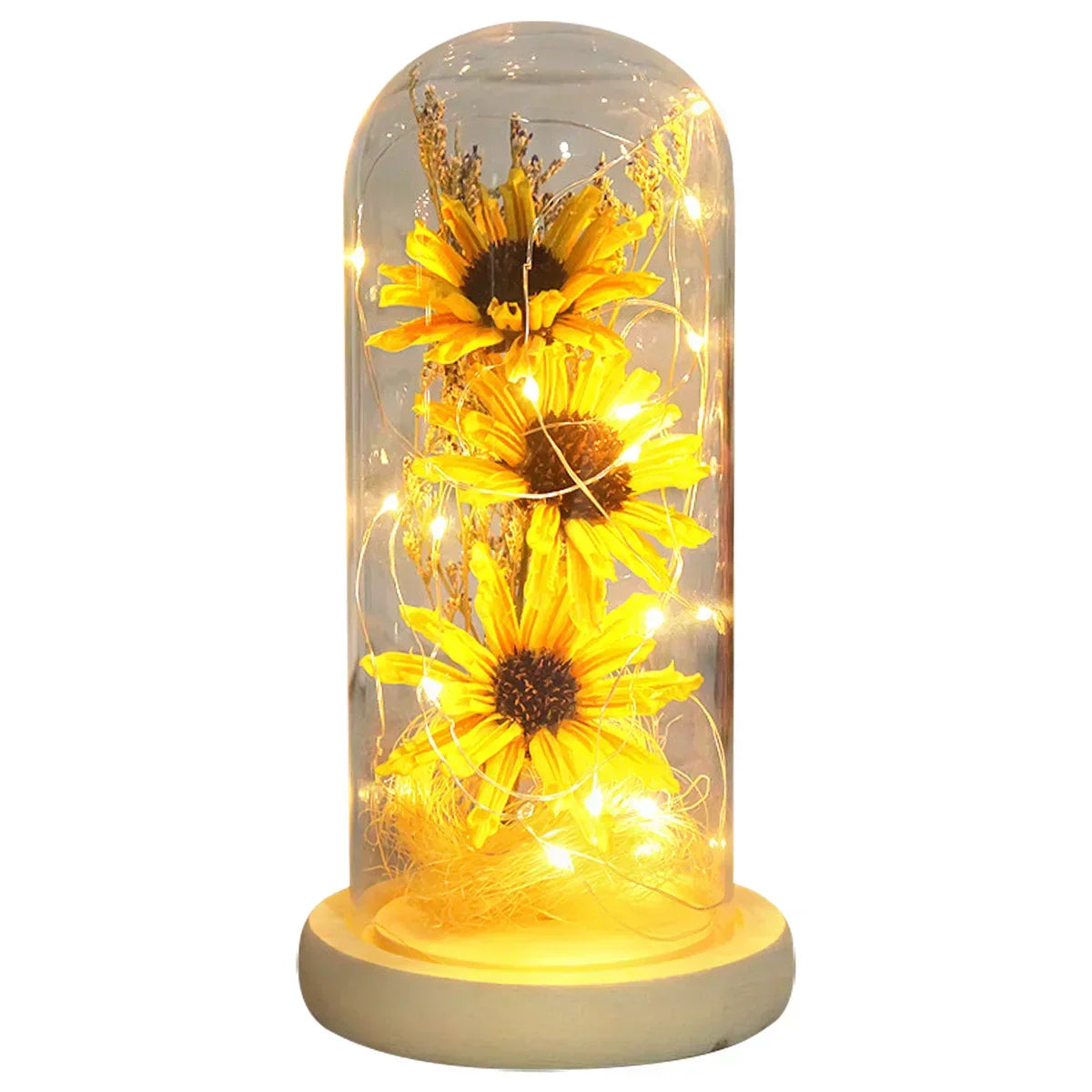 Sunflower Glass Dome Lamp