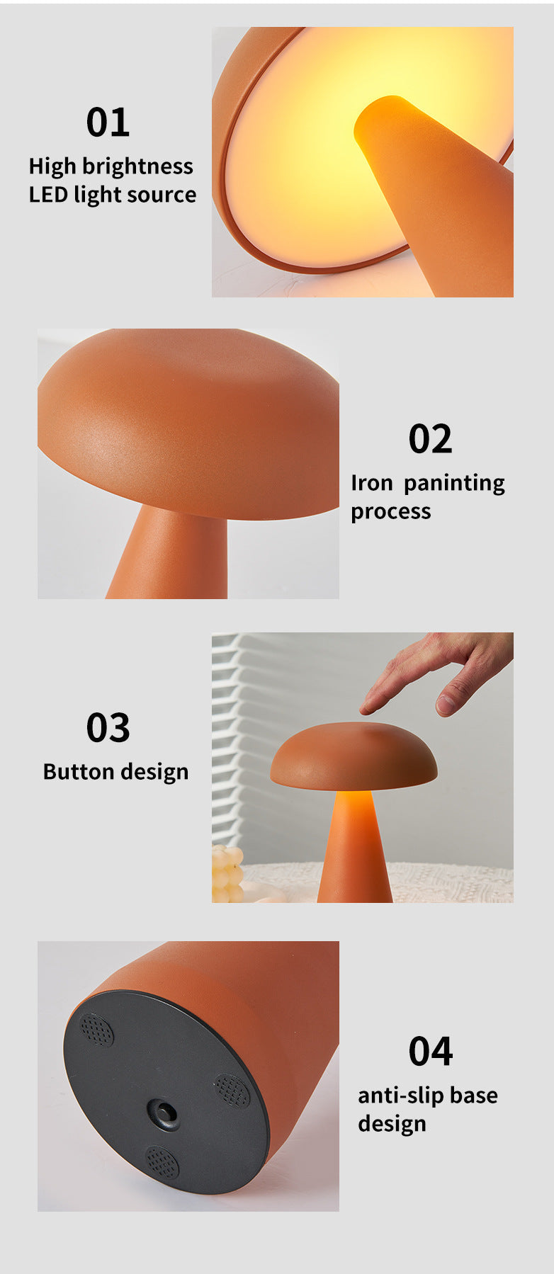 Mushroom Table Lamp — Silver