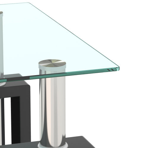 Modern Tempered Glass Square End Table (Transparent Black)