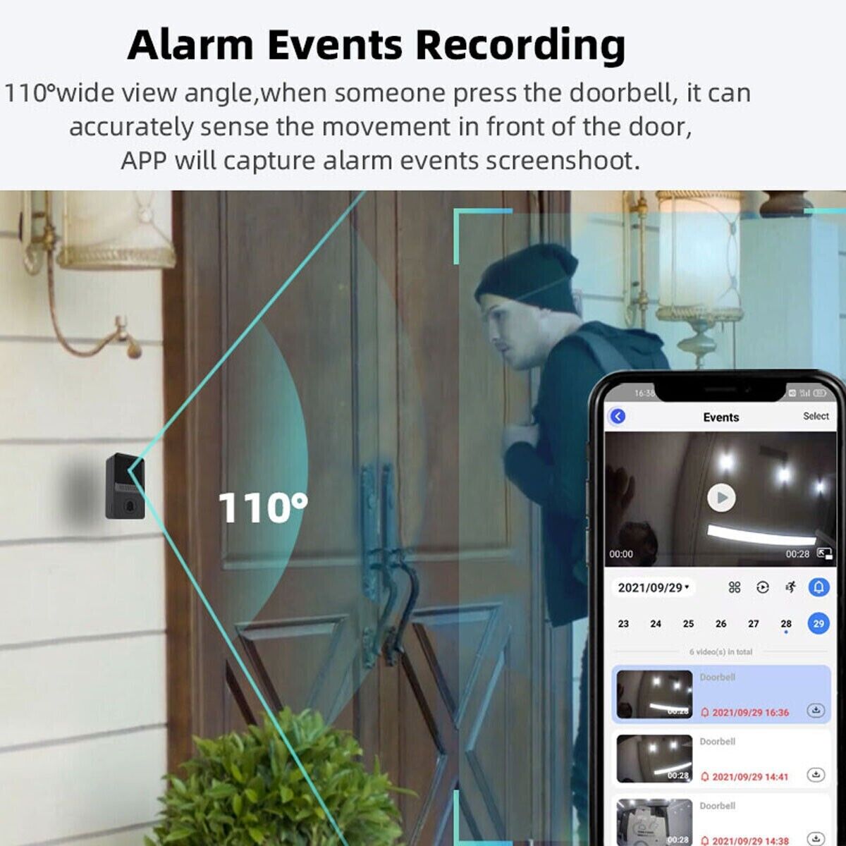 Wireless WiFi Video Doorbell Camera with Chime.