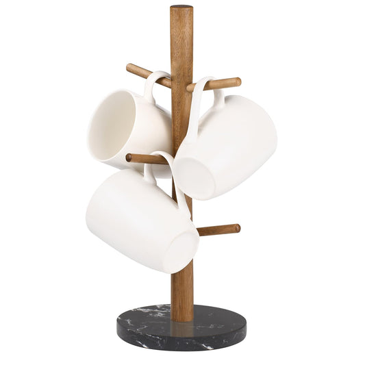 Mug Stand — Marble & Acacia Wood