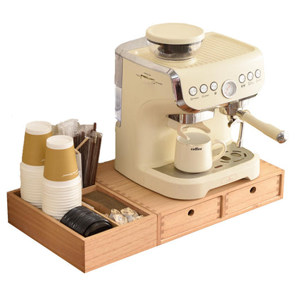 KIRIGEN Wooden Coffee Station Organizer with Drawers (Natural)