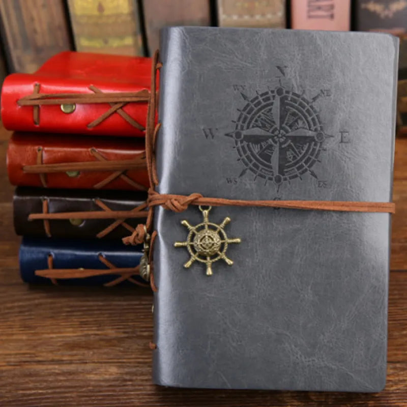 Vintage Pirate Ship Embossed Leather Notebook