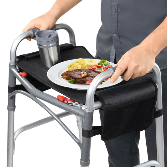 Walker Tray with Pockets & Cup Holder – Non-Slip