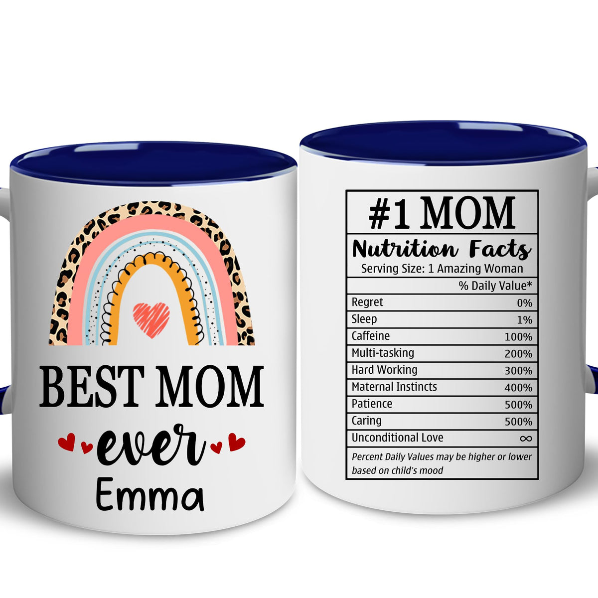 Personalized "Mom Nutrition Facts" 11 oz Accent Mug